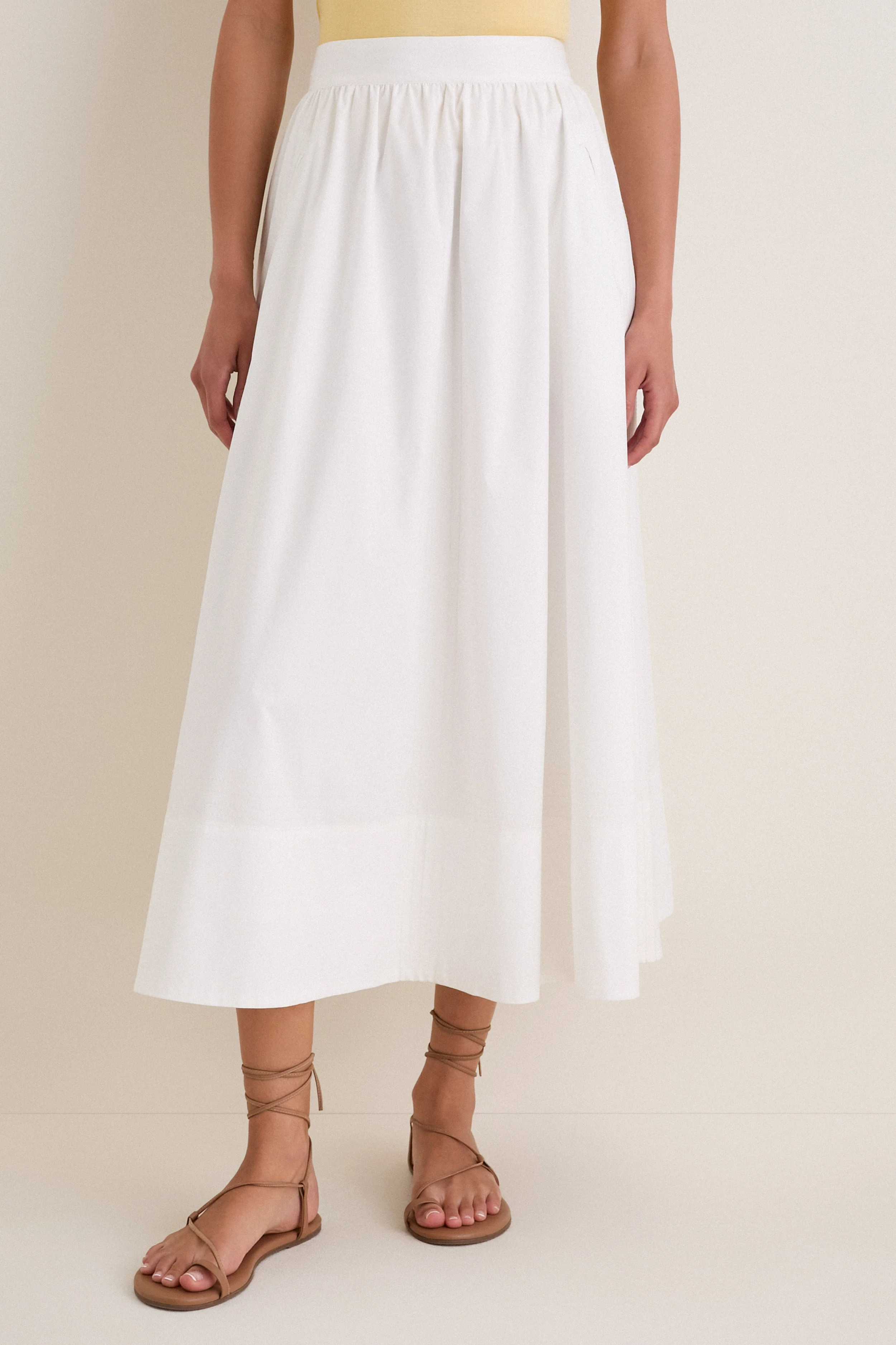 White Poplin Trapunto Stitch Brie Skirt | Tuckernuck (US)