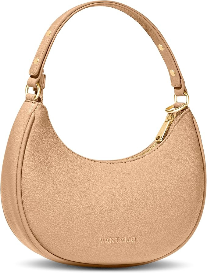 Vantamo Purse For Women, Small Trendy Crescent Moon Shoulder Hand Bag, Faux Leather, Anti Theft R... | Amazon (US)