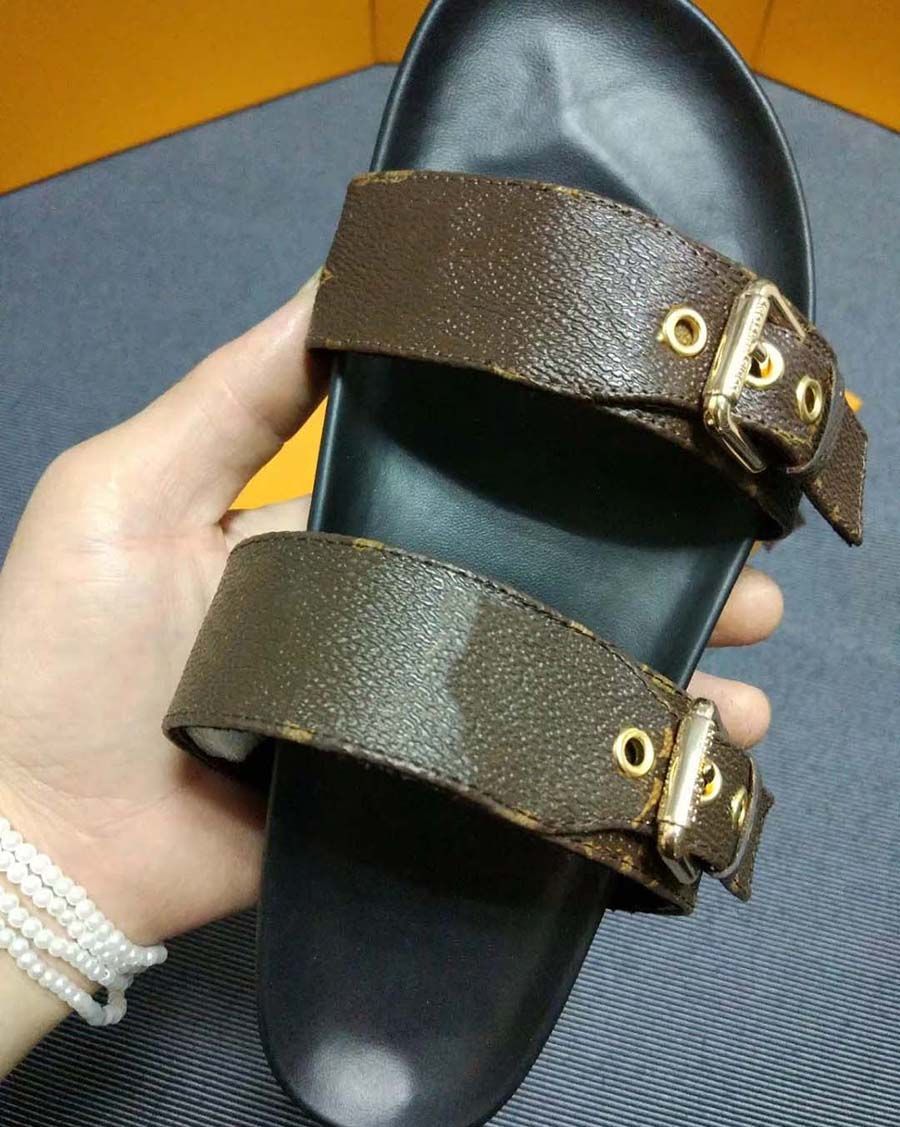 High Quality Designer Slippers Slides Sandals Summer Flats Sexy Real Leather Platform Shoes Ladie... | DHGate