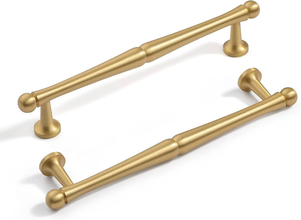 dairazan Brushed-Gold Drawer Cabinet Pulls - 5 Pack Solid Brass Handles Hardware for Dresser Kitc... | Amazon (US)
