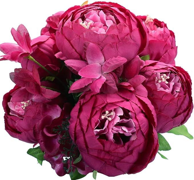 Duovlo Springs Flowers Artificial Silk Peony Bouquets Wedding Home Decoration,Pack of 1 (Spring H... | Amazon (US)
