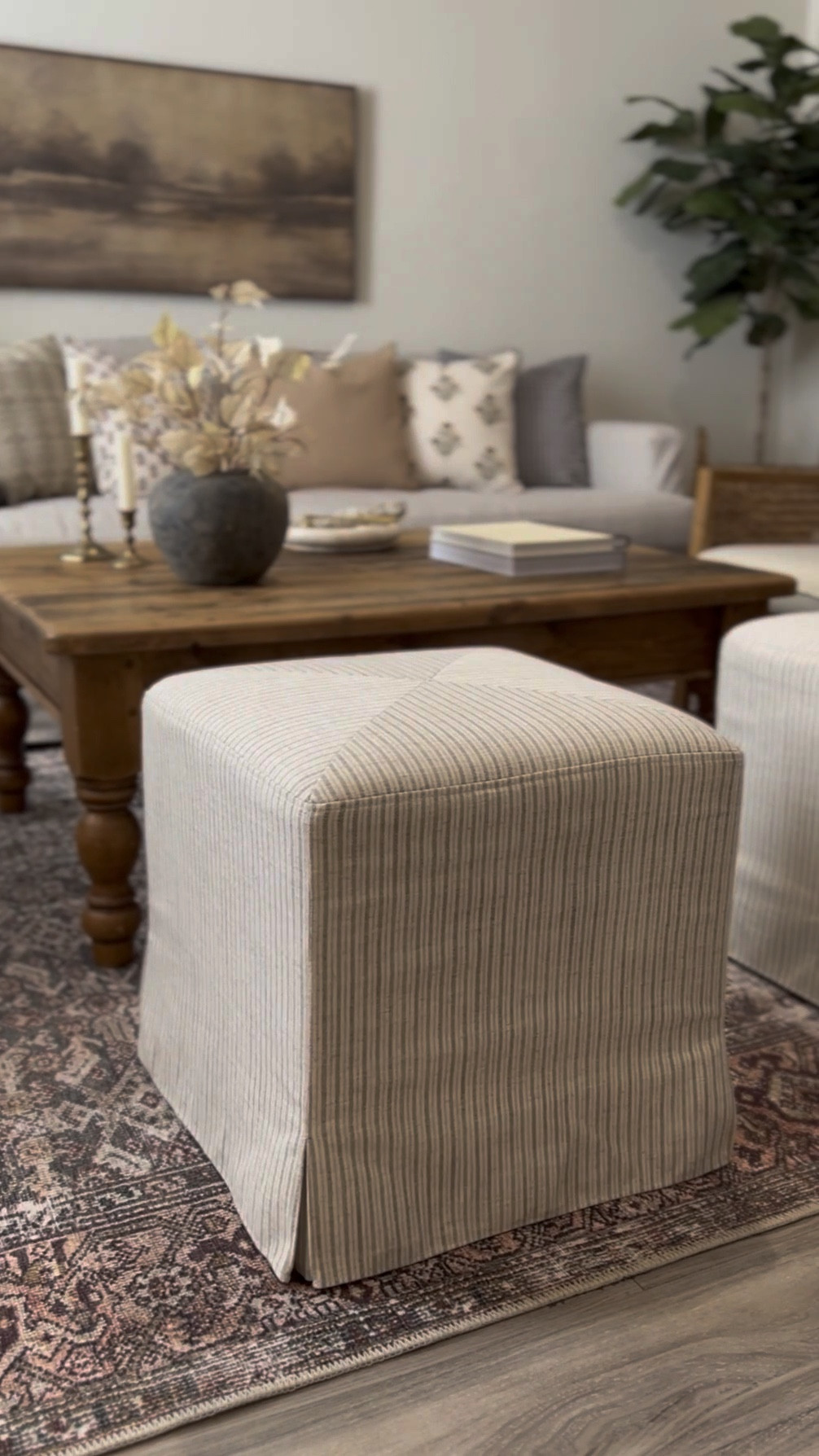 Shop my family room decor and furniture! Living room, family room, den, area rug, throw pillow, throw blanket, candle holder, coffee table decor, vase, slipcovered sofa, couch, modern farmhouse, organic modern, Target, Threshold, Studio McGee, transitional#LTKStyleTip 

#LTKHome #LTKSeasonal