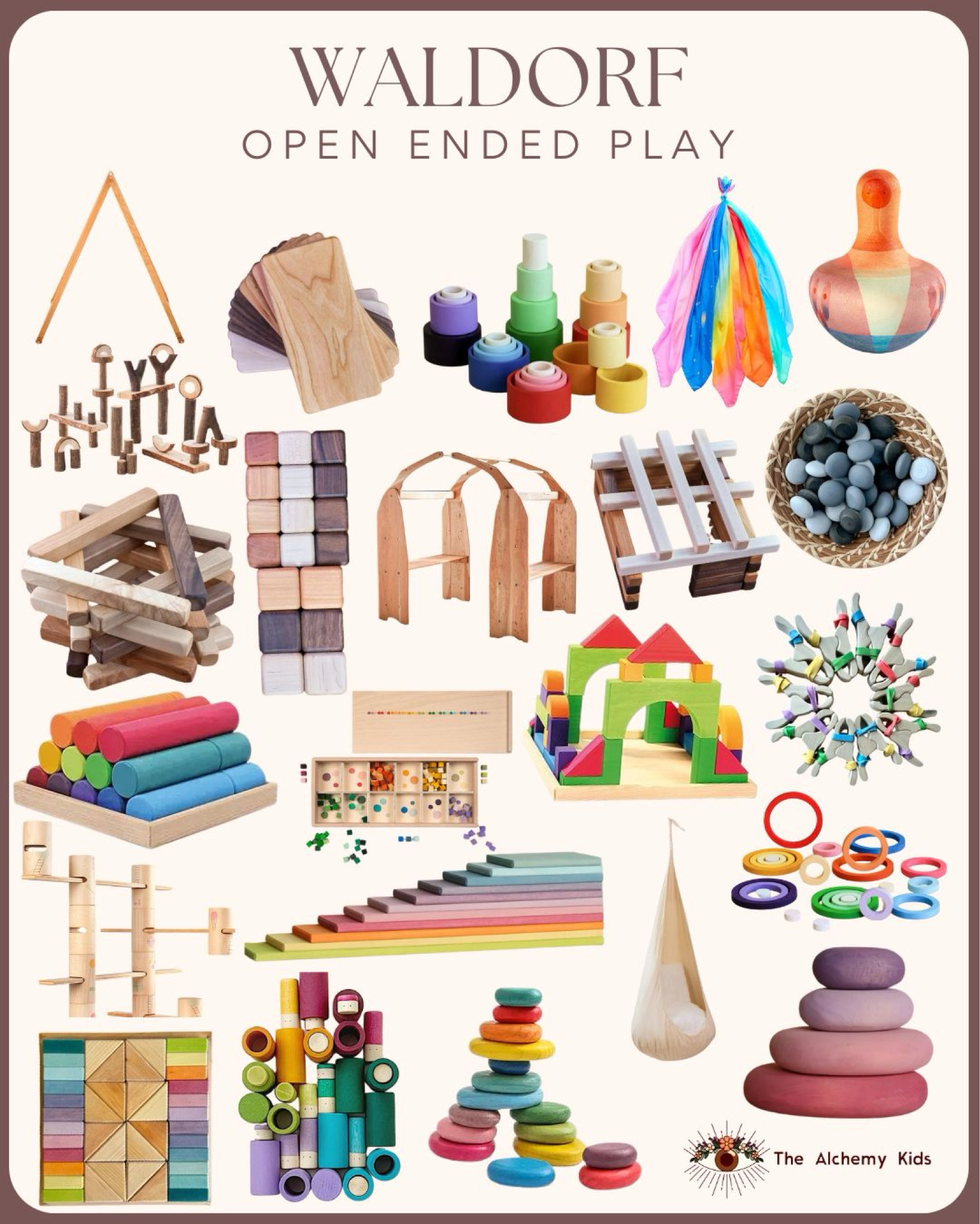 Waldorf Open-Ended Play – Imagination in Full Bloom 🍄

This beautiful selection of Waldorf-inspired toys is all about nurturing creativity, motor skills, and sensory development. ✋

With natural wood materials, soothing colors, and limitless play possibilities, these toys encourage children to build, stack, balance, sort, and imagine freely. 🌈

From rainbow blocks and tactile stones to play silks and sensory swings—these pieces grow with your child and inspire screen-free play. ✨

#WaldorfPlay #OpenEndedToys #MontessoriMeetsWaldorf #NaturalToys #TheAlchemyKids #CreativePlay #SustainableParenting #ChildLedLearning #WoodenToys #HeirloomToys

#LTKFamily #LTKKids #LTKBaby