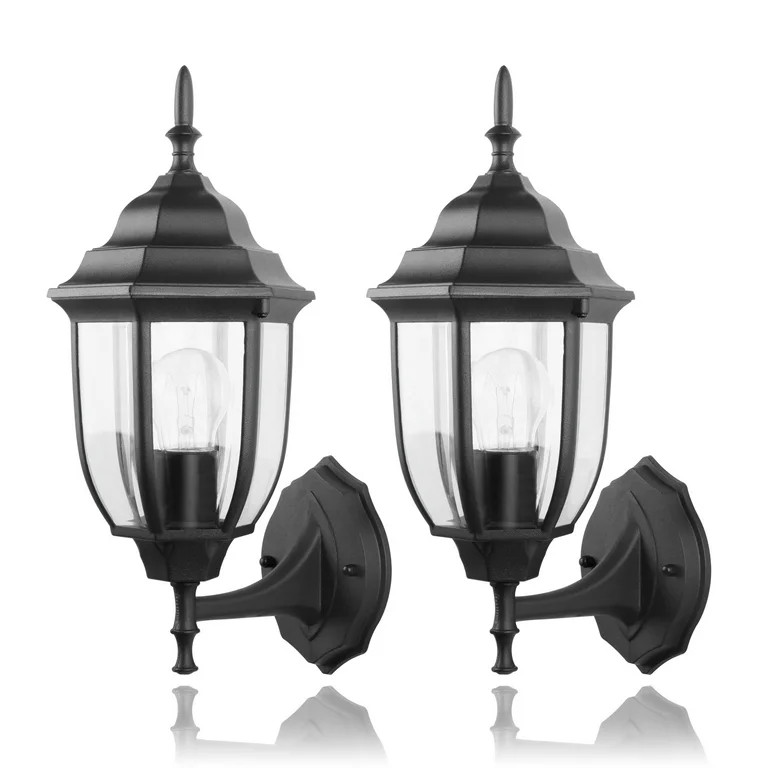 C Cattleya 2-Pack 1-Light Outdoor Wall Sconce, Die-cast Aluminum-Black Finish | Walmart (US)
