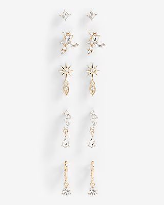 Set of 5 Gold Star Earrings | Express