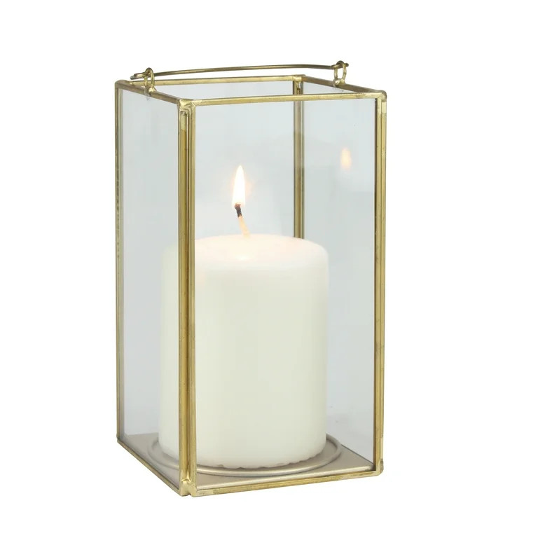 Better Homes & Gardens Medium Decorative Gold Metal Lantern, Candle Holder | Walmart (US)