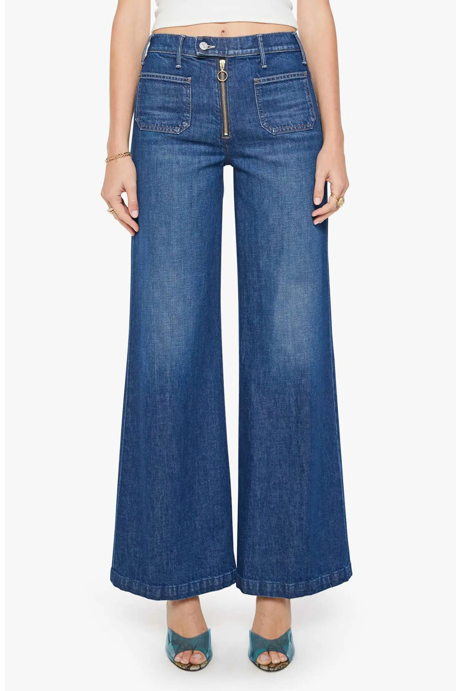 MOTHER The Hustler Roller Patch Pocket Wide Leg Jeans (Women) | Nordstrom | Nordstrom
