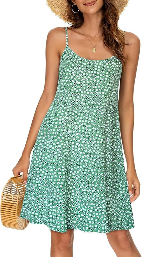 MSBASIC Women's Sleeveless Adjustable Strappy Summer Beach Swing Dress | Amazon (US)