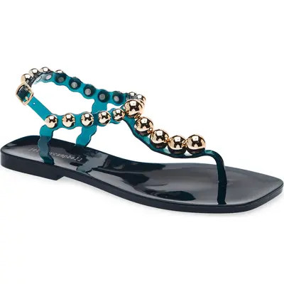 Jeffrey Campbell Plated Embellished Sandal in Black Shiny Silver at Nordstrom, Size 8 | Nordstrom