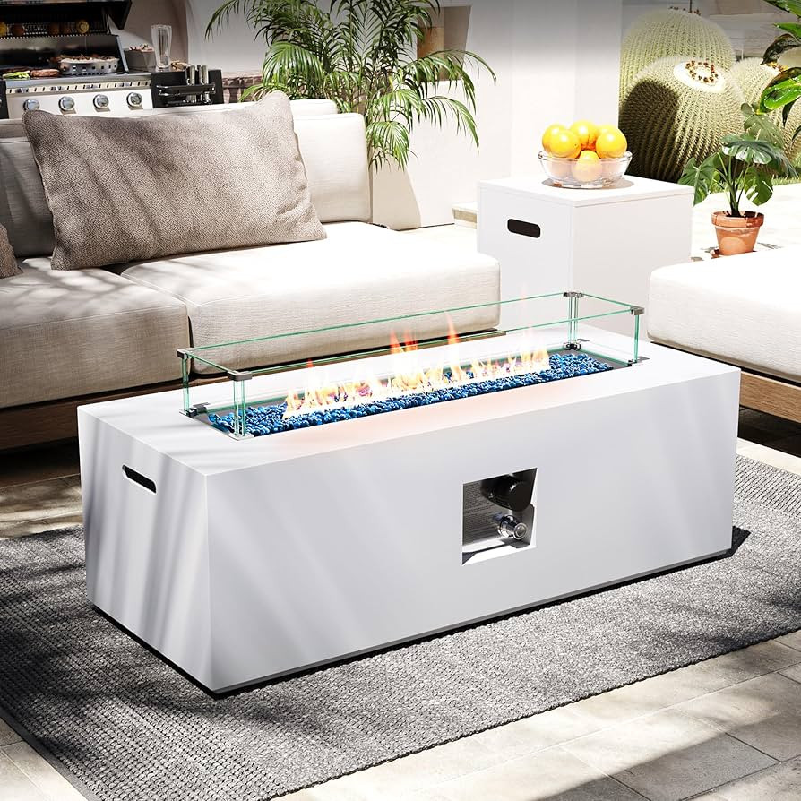 UPHA 42-inch Outdoor Propane Gas Fire Pit Table 50000 BTU Iron Rectangle Firepit for Outside Pati... | Amazon (US)