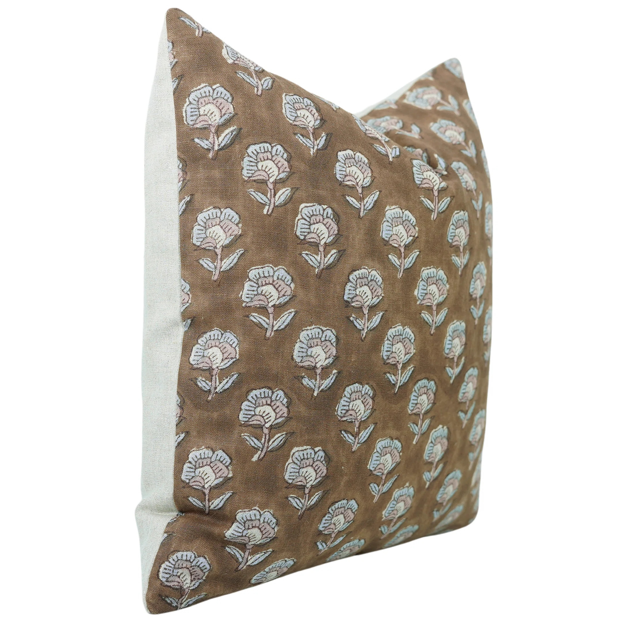 Fabdivine Block Print Pure Linen Throw Pillow Covers, Handmade 20x20 Inch- Rohini | Wayfair North America