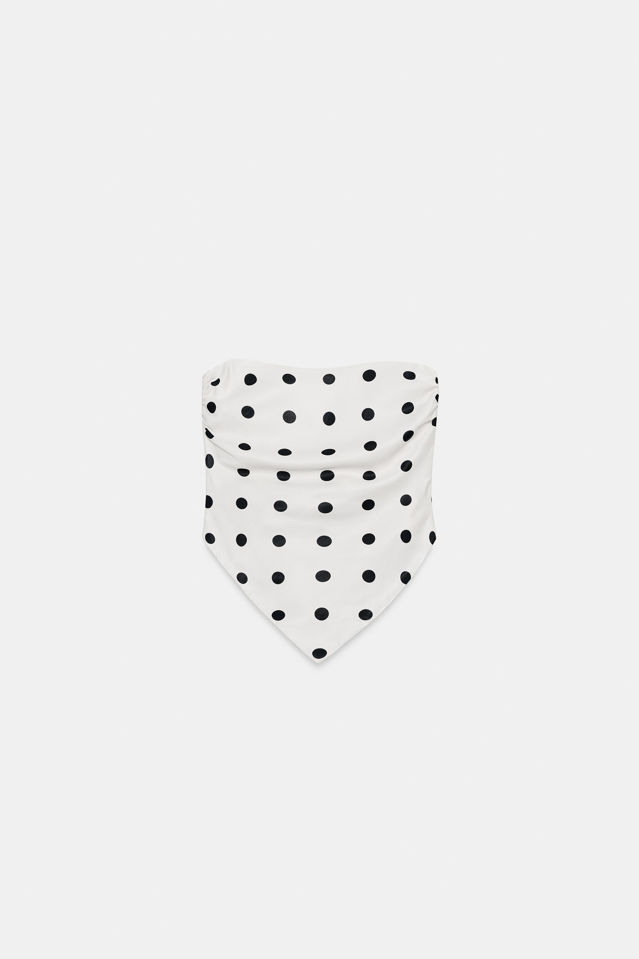 POLKA DOT SATIN BANDEAU TOP WITH TIE | Zara US
