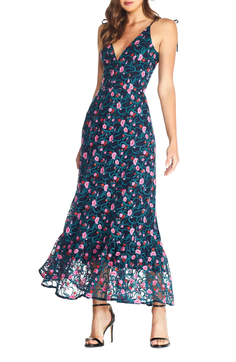 Dress the Population Sunny Embroidered Floral Tie Shoulder Gown | Nordstrom | Nordstrom