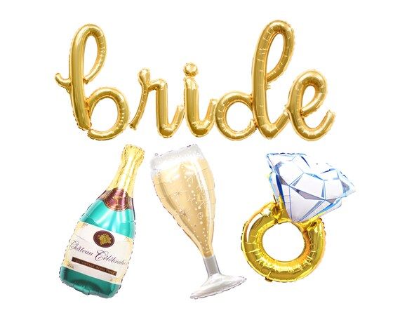 BRIDE Balloon for Engagement, BRIDAL Shower Decor Gold Foil Balloons Bachelorette | Etsy (US)