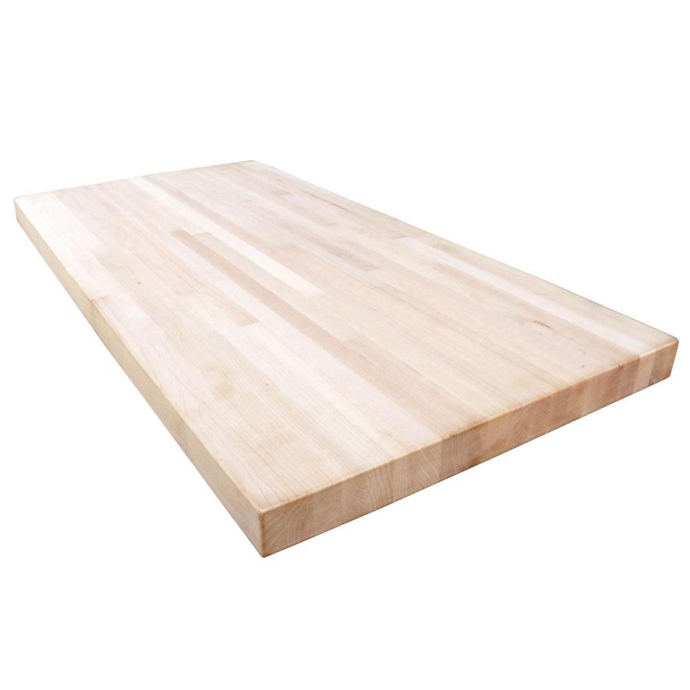 HARDWOOD REFLECTIONS Unfinished Maple 8 ft. L x 25 in. D x 1.5 in. T Butcher Block Countertop | The Home Depot