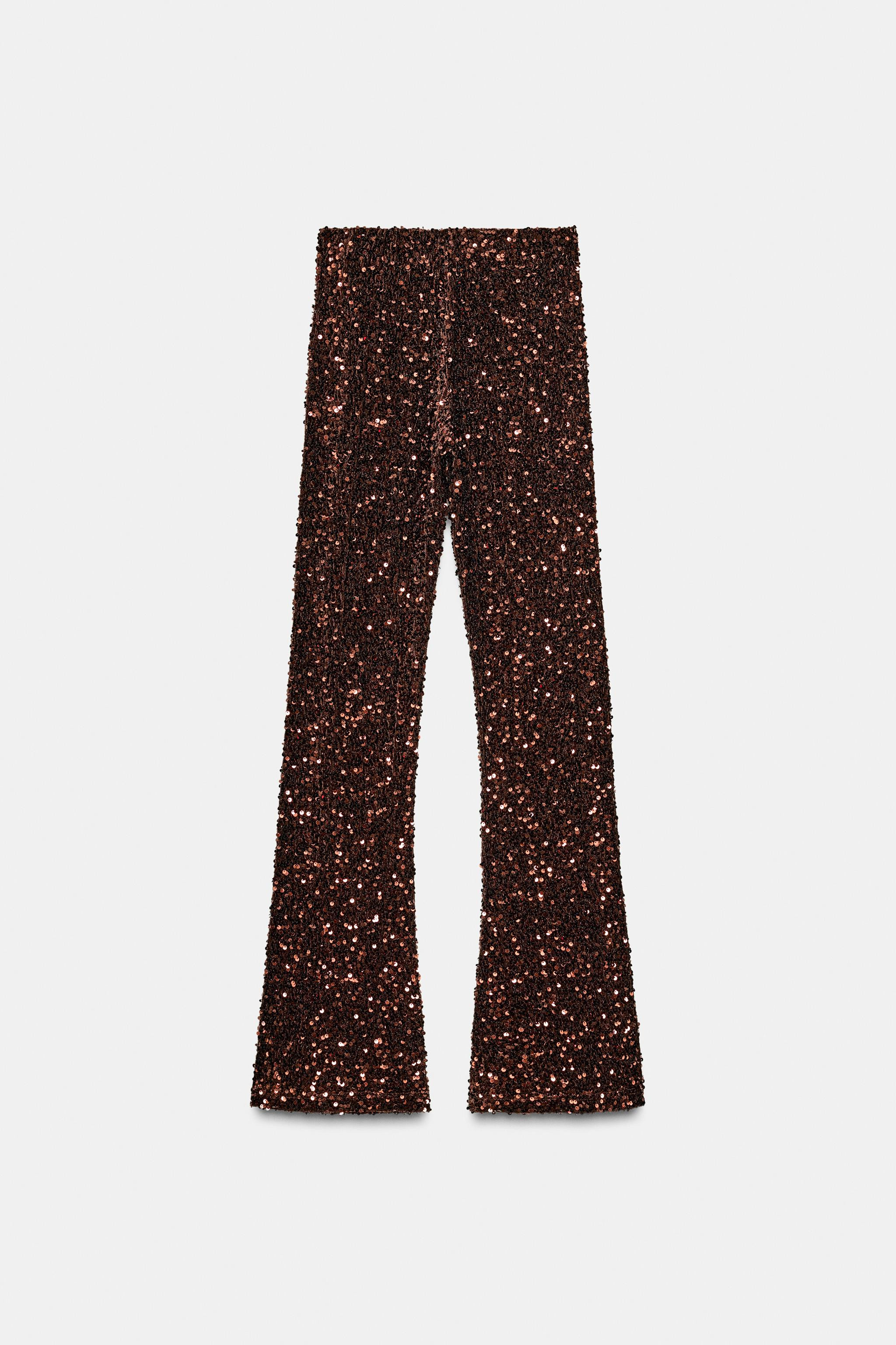FLARE VELVET SEQUIN LEGGINGS | Zara US