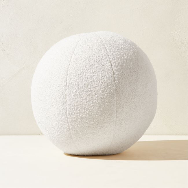 Silves White Performance Boucle Sphere Outdoor Throw Pillow 12 | CB2