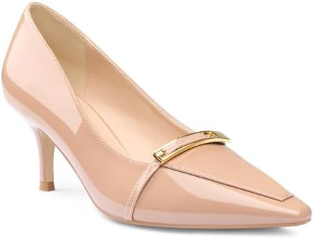 COLETER Women's Kitten Heels Pointed Toe Low Heel Pumps Comfortable Office Wedding Dress Shoes | Amazon (US)
