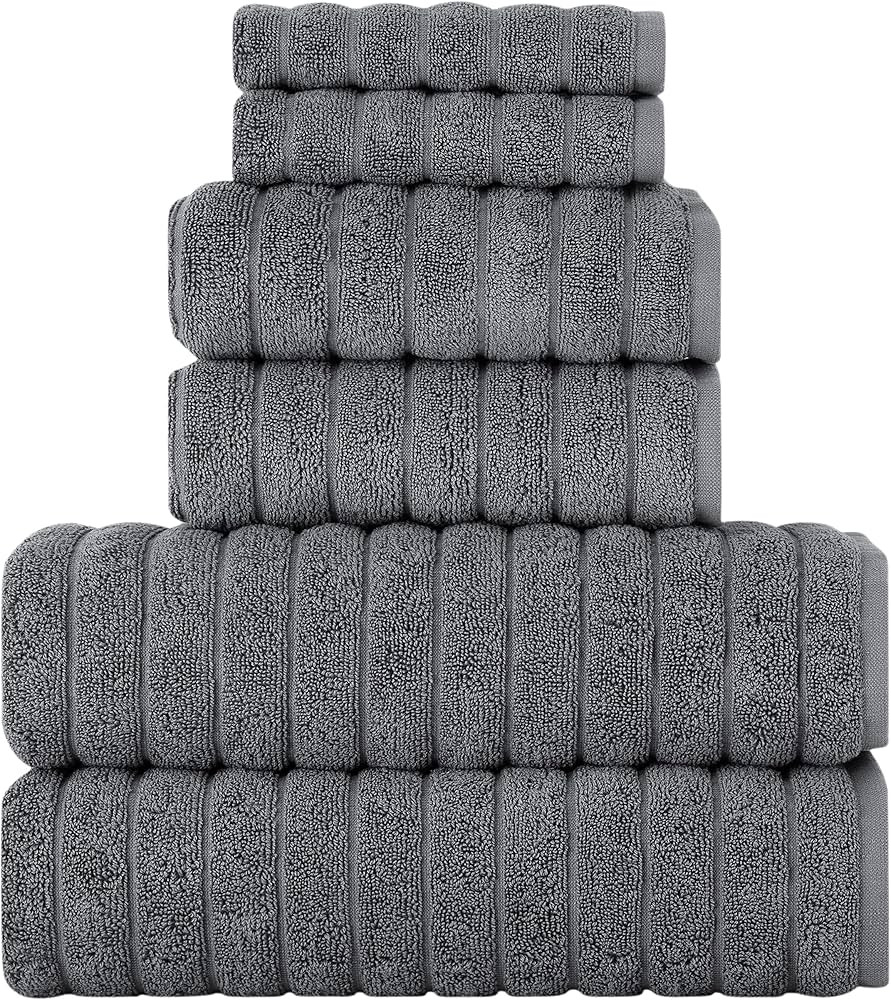 Classic Turkish Towels - Luxury Ribbed Towel Set for Bathroom, 100% Turkish Cotton, Quick Dry, So... | Amazon (US)