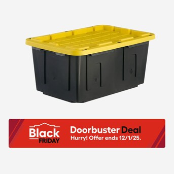 Project Source Commander Large 27 -Gallons ( 108 -Quarts ) Black and Yellow Heavy Duty Stackable ... | Lowe's