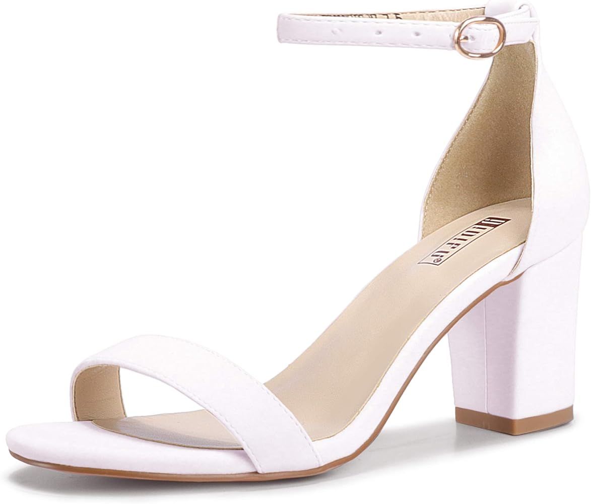 IDIFU Cookie-MI Block Heels 3 Inch Sandals Chunky Open Toe Heel Wedding Homecoming Dress Shoes Fo... | Amazon (US)
