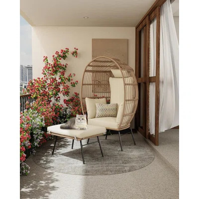 Wicker Egg Chair Set with Ottoman | Wayfair North America