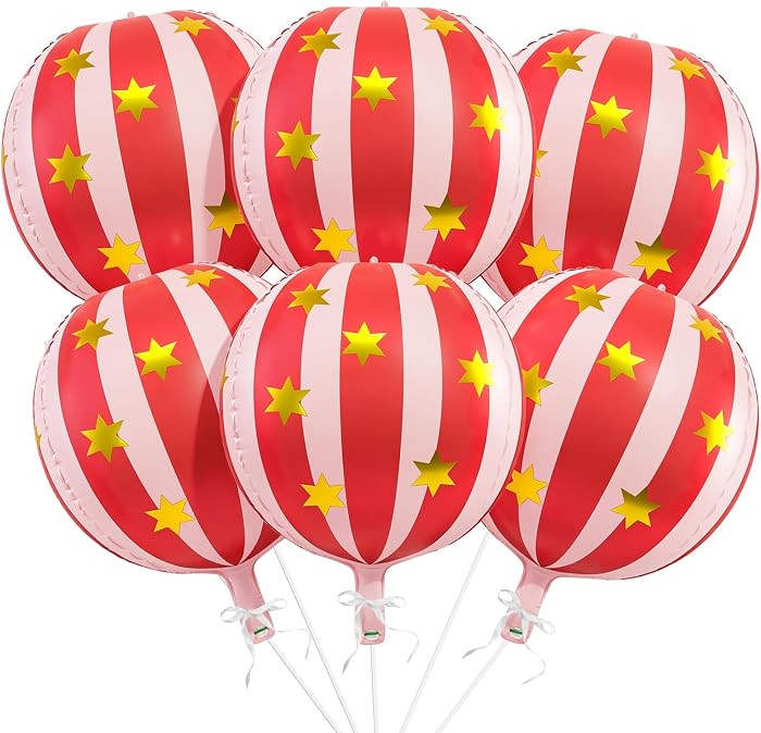 Carnival Balloons Circus Clown Balloons 22 Inch Red Pink Stripe Balloon | Amazon (US)
