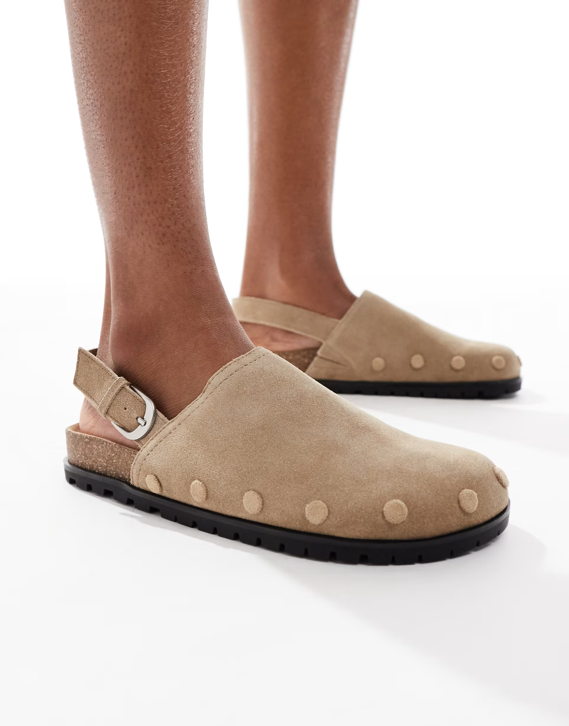 Stradivarius ankle strap flat leather mules in tan | ASOS (Global)