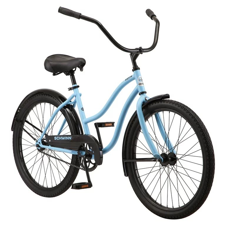 Schwinn Siesta Cruiser Bike, Single Speed, 24 In. Wheels, Sky Blue, Girls Style | Walmart (US)