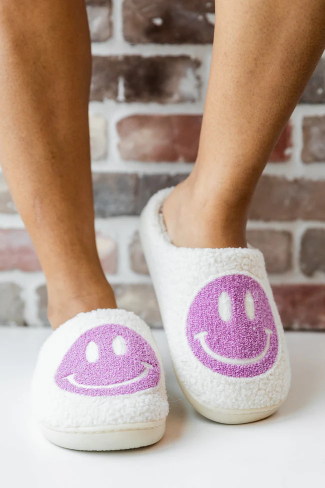 Purple Smiley Slippers | Pink Lily