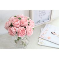 10 Stems Artificial Silk Pink Rose Fake White Faux Blue Peony Flower Arrangement Home Decor Centerpi | Etsy (US)