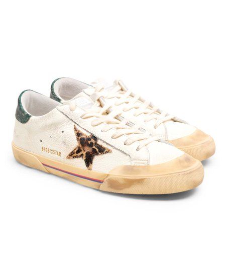 Golden Goose White & Green Leopard Superstar Leather Sneaker - Men | Zulily
