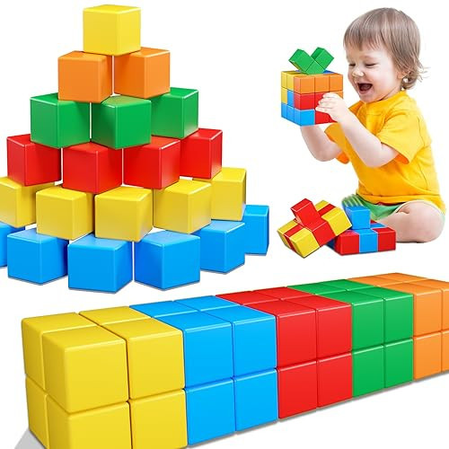 Magnetic Blocks for Toddlers Toys,1.42 Inch Building Blocks Toys for 3 4 5 6 7 8+Years Old Boys Girls, Magnetic Cubes for Kids STEM Montessori Toys Educational Sensory Magnet Toys for Kids Age 1-3 3-5 | Amazon (US)