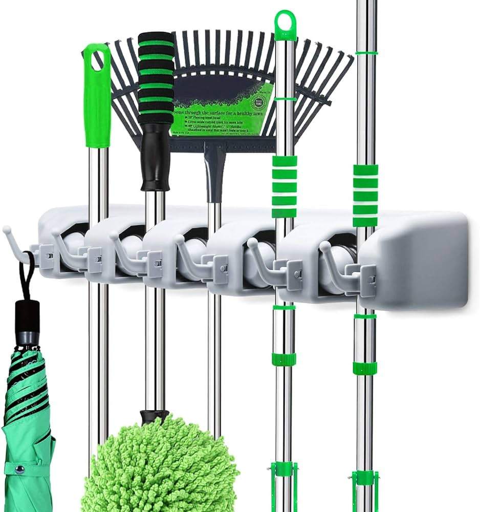 LETMY Broom Holder Wall Mounted - Mop and Broom Hanger Holder - Garage Storage Rack & Garden Tool... | Amazon (US)