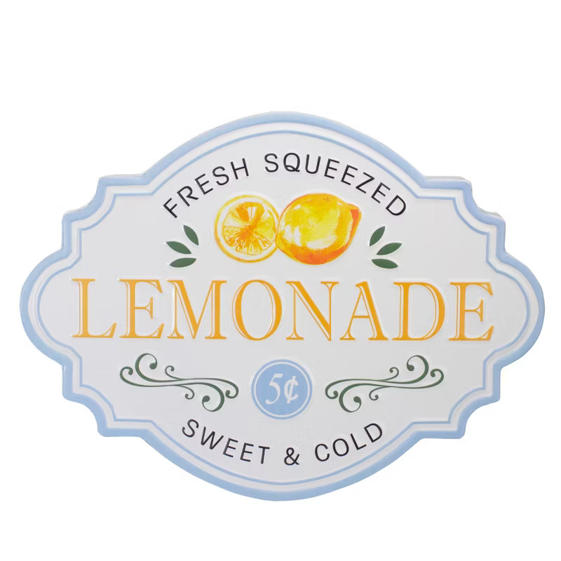 Northlight 15.25" White and Blue "Fresh Squeezed Lemonade" Metal Sign Spring Wall Decor | Target