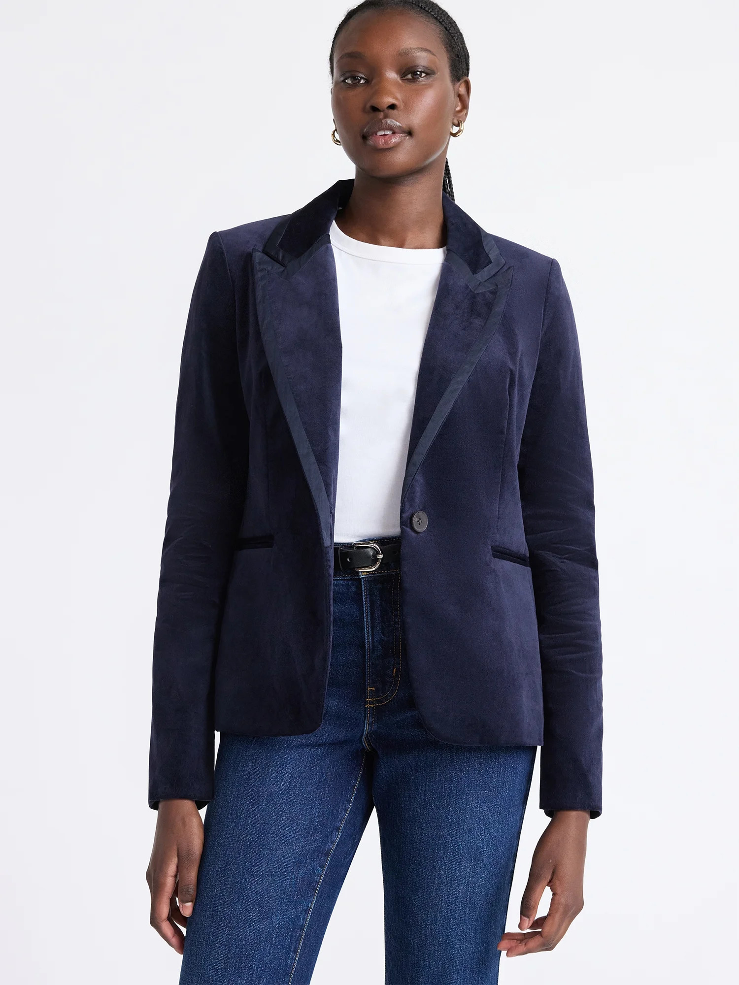 Free Assembly Women's Single Breasted Velvet Blazer, Sizes XS-XXL | Walmart (US)