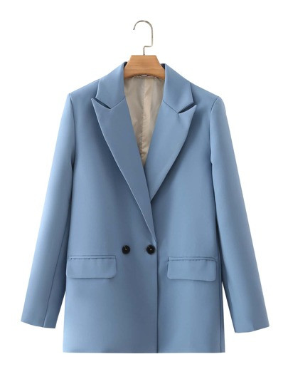 Double Breasted Lapel Neck Blazer SKU: swblazer02210425481(1000+ Reviews)$27.49$26.12Join for an ... | SHEIN