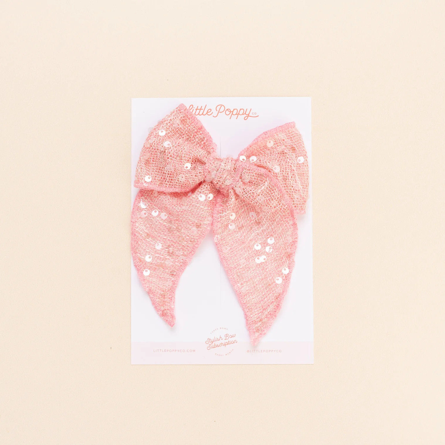 Pink Sequin Tweed Bow for Girls, Sequin Bow | Little Poppy Co