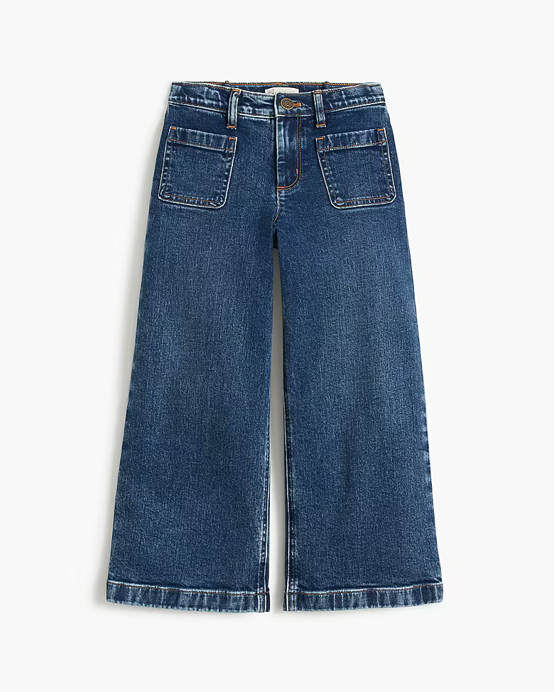 Girls' wide-leg patch-pocket jean | J.Crew Factory