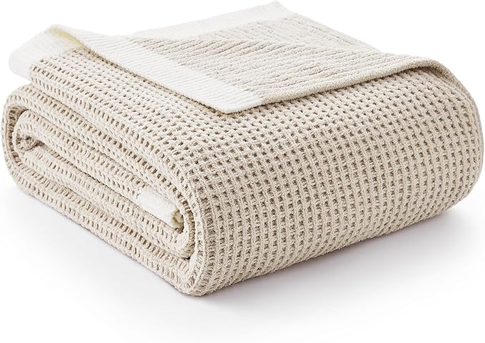 Amélie Home Chenille Waffle Throw Blanket Knit Blanket 50"x60" Beige | Amazon (US)