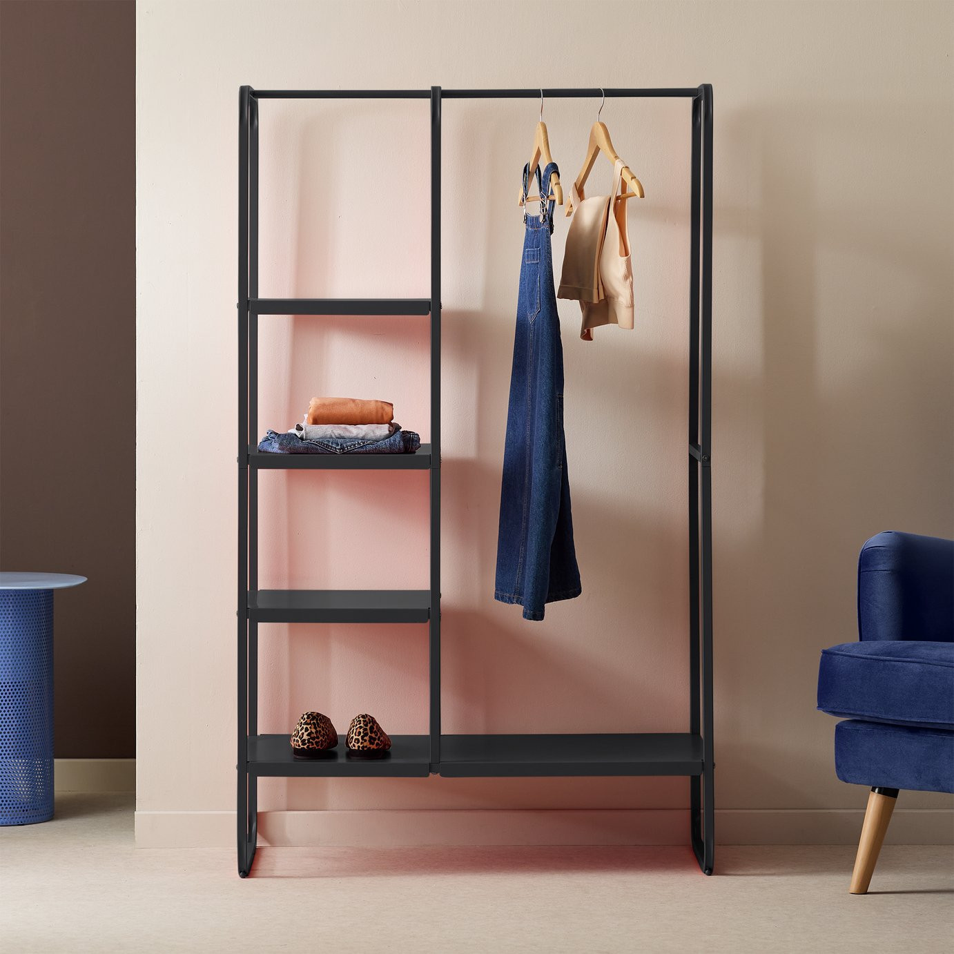 Habitat Lorelei Rail With Shelves - Black | argos.co.uk