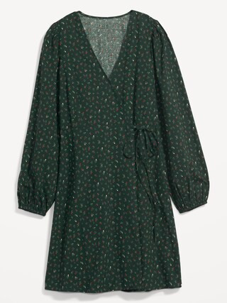 Puff-Sleeve Mini Wrap Dress for Women | Old Navy (US)