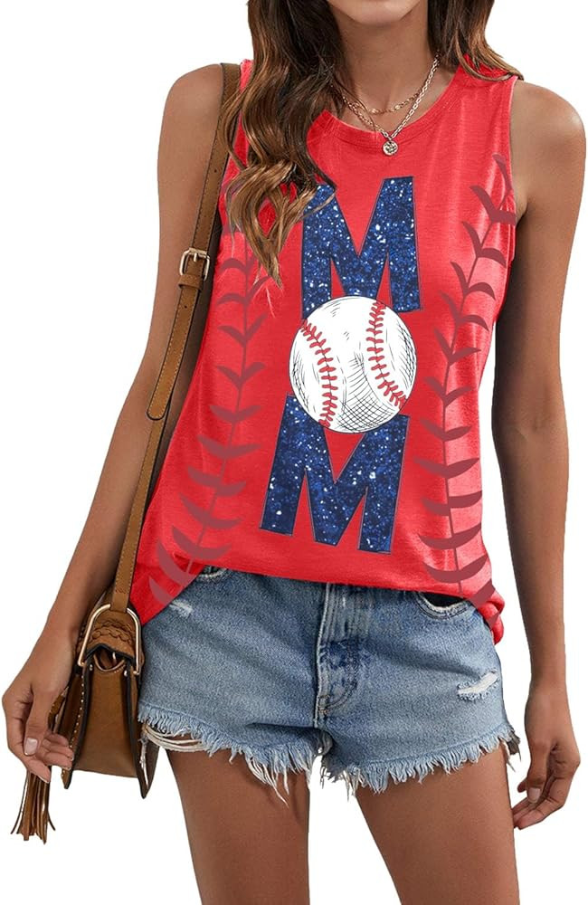 ALLTB Baseball Mom Tank Tops for Women Baseball Graphic Tanks Summer Sleeveless Softball Mom Tee ... | Amazon (US)