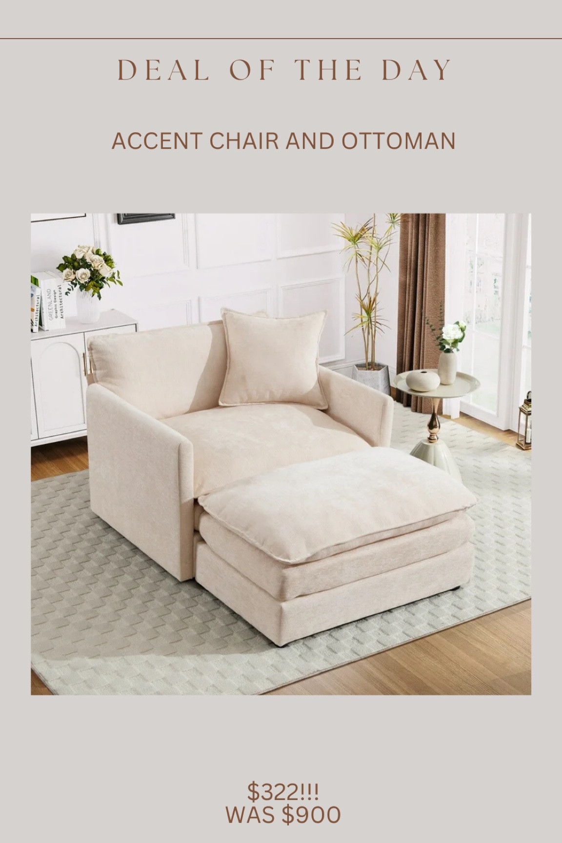 New Walmart accent chair & ottoman find!!!!! Incredible sale and price for this set 😍🙌🏻 I love the cloud like style & exposed seams!

#LTKStyleTip #LTKSaleAlert #LTKHome