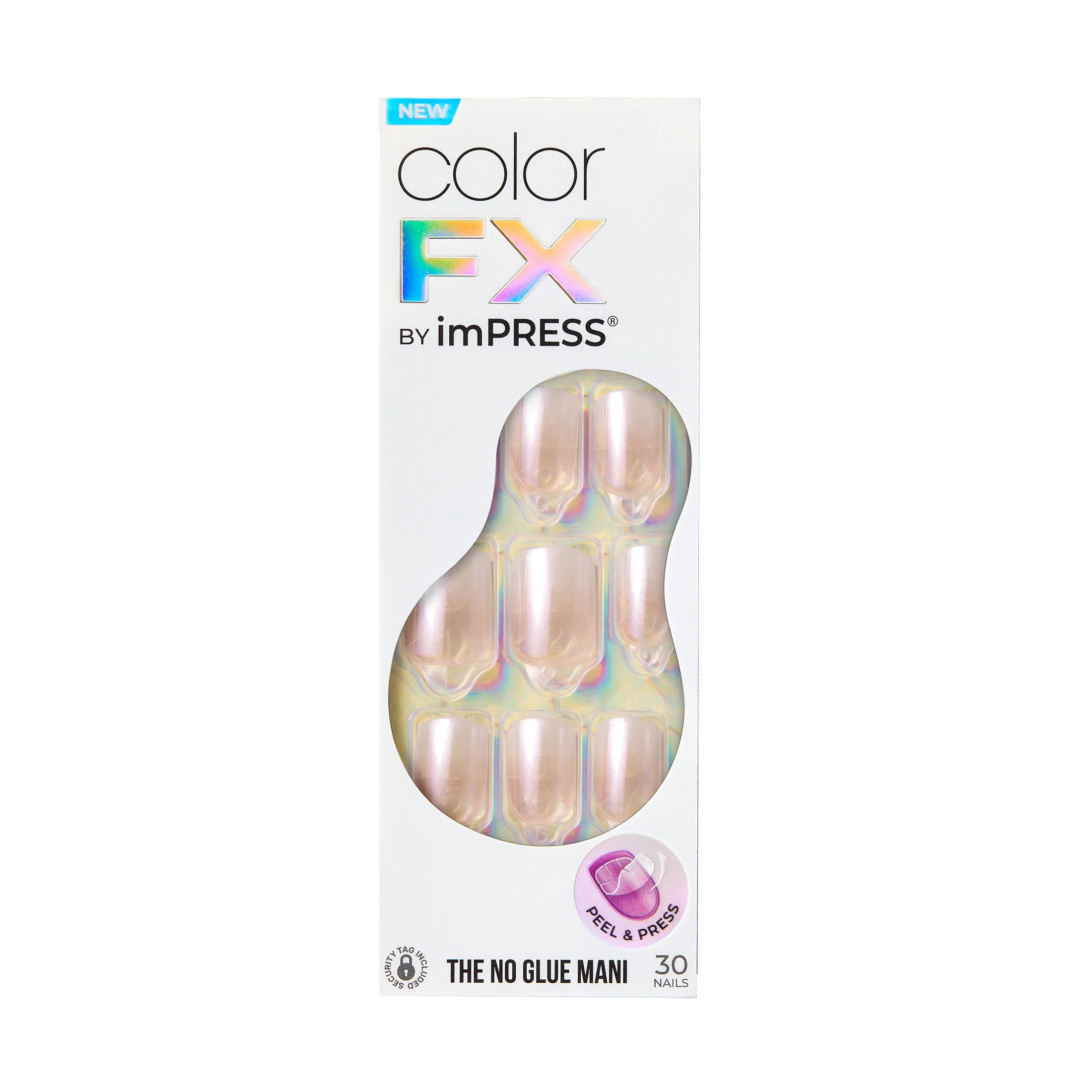 KISS imPRESS No Glue Needed Press On Nails, Color FX, Connection, White, Short Squoval, 30 Count | Walmart (US)