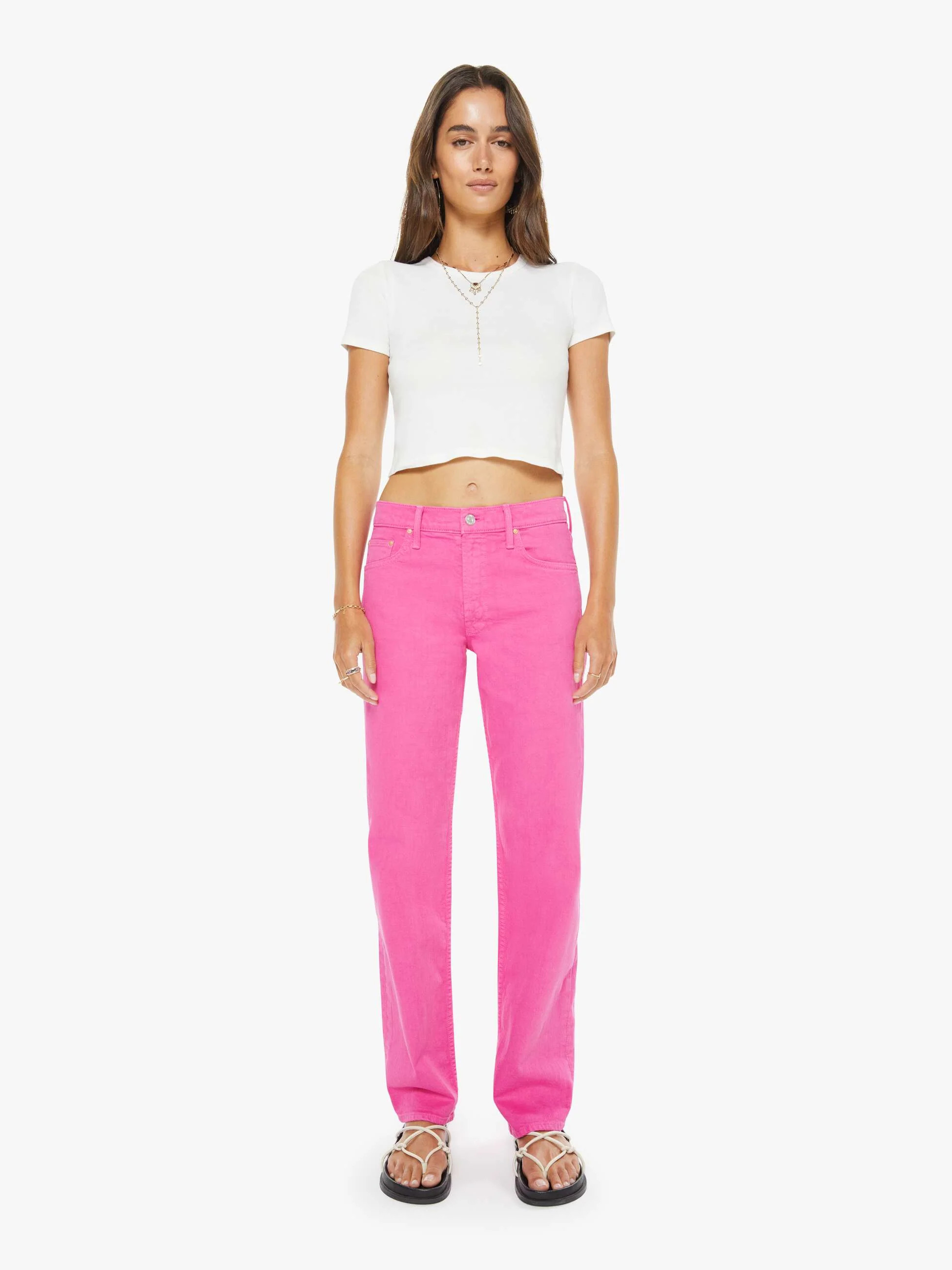 The Newbie Skimp - The Devil May Care - Shocking Pink | Mother Denim