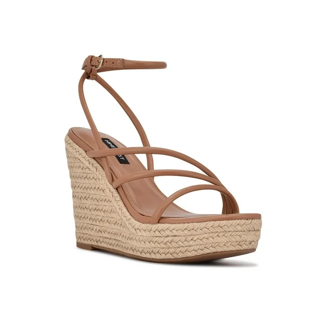 NINE WEST Womens Beige 1-1/2" Platform Padded Strappy Hipsta Round Toe Wedge Buckle Espadrille Sh... | Walmart (US)