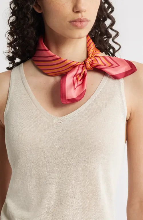 Nordstrom Print Silk Square Scarf in Pink Square Geometric at Nordstrom | Nordstrom