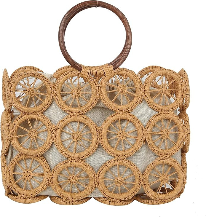 Ladies mesh woven handbag; new beach handbag; inner liner can be taken out | Amazon (US)
