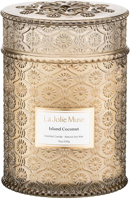 LA JOLIE MUSE Vanilla Coconut Candle, 19 oz Wood Wicked Candles for Home Scented, Natural Soy Wax... | Amazon (US)